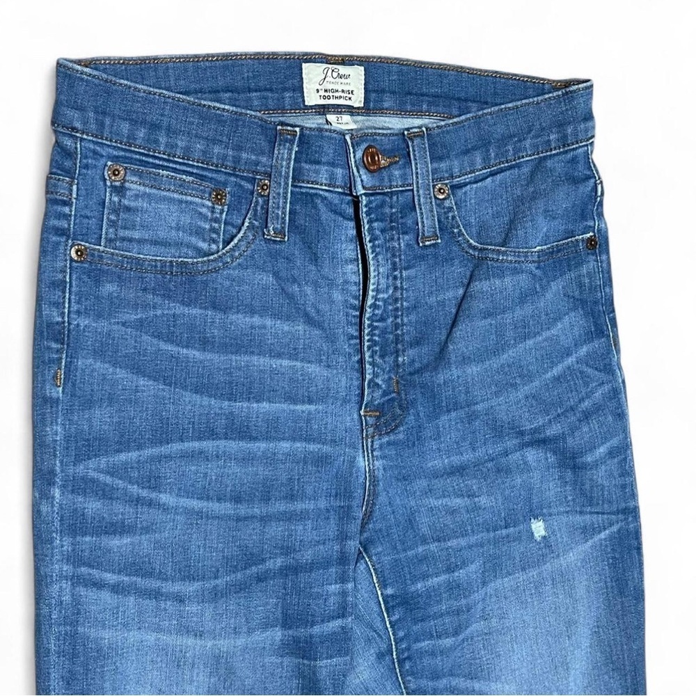 J Crew 9" High Rise Toothpick Jeans Womens 27 Blue Stretch - Picture 2 of 7
